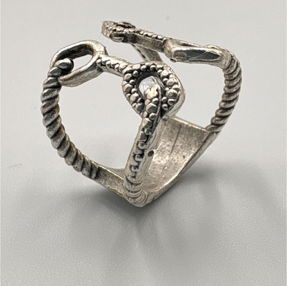 Adjustable Knotted Loop Ring — Brass Rope Open Band — Boho Artisan Vintage-Inspired Textured Statement Ring