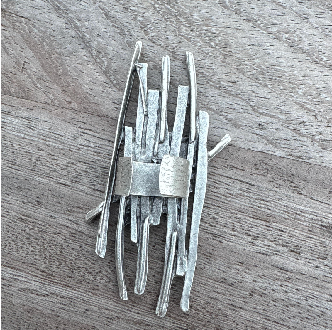 Sculptural Silver Plated Brass Ring • Modern Abstract Statement Jewelry