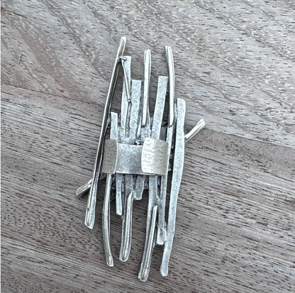 Sculptural Silver Plated Brass Ring • Modern Abstract Statement Jewelry