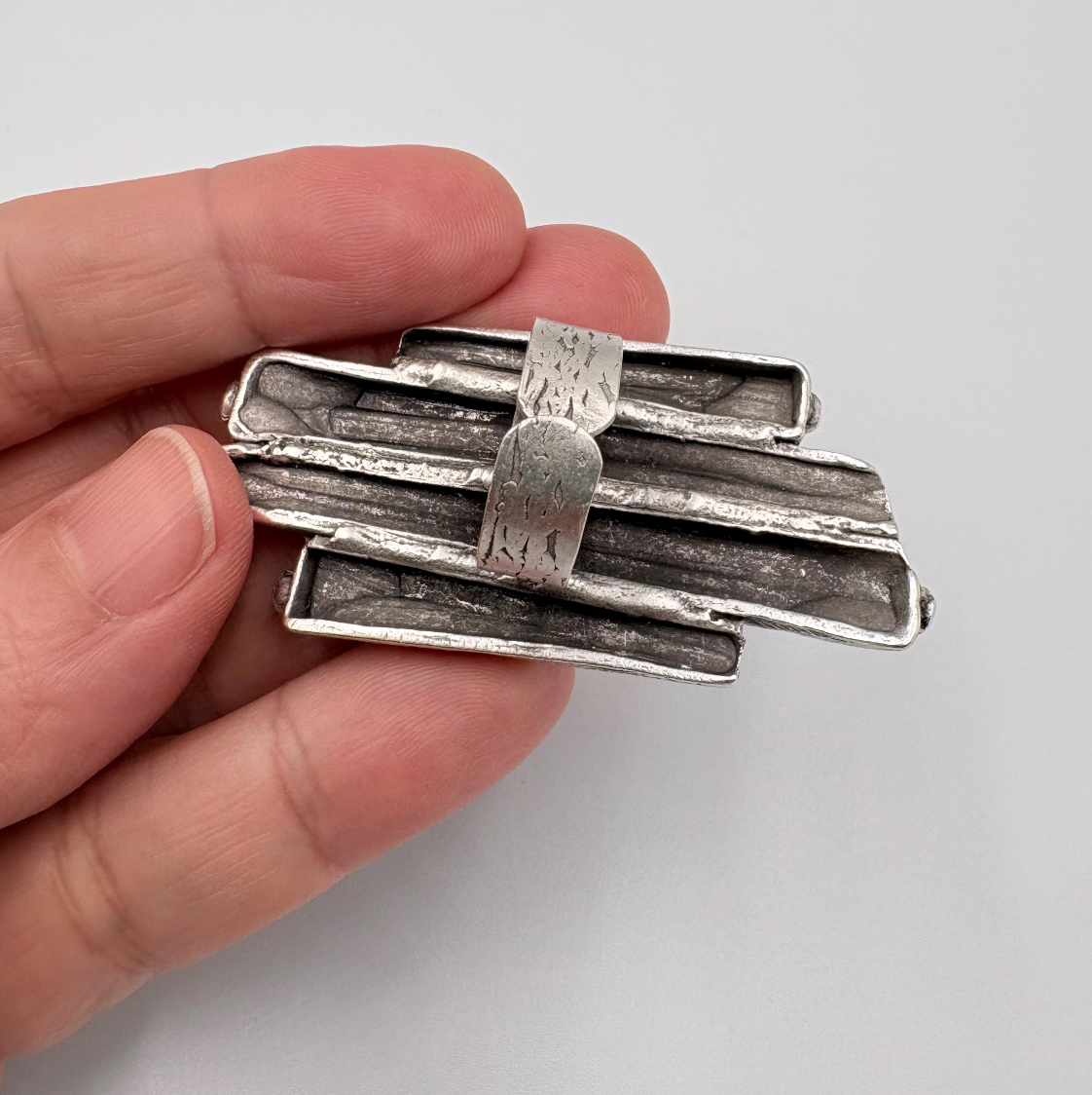 Adjustable Statement Ring | Silver Plated Brass, Geometric Jewelry