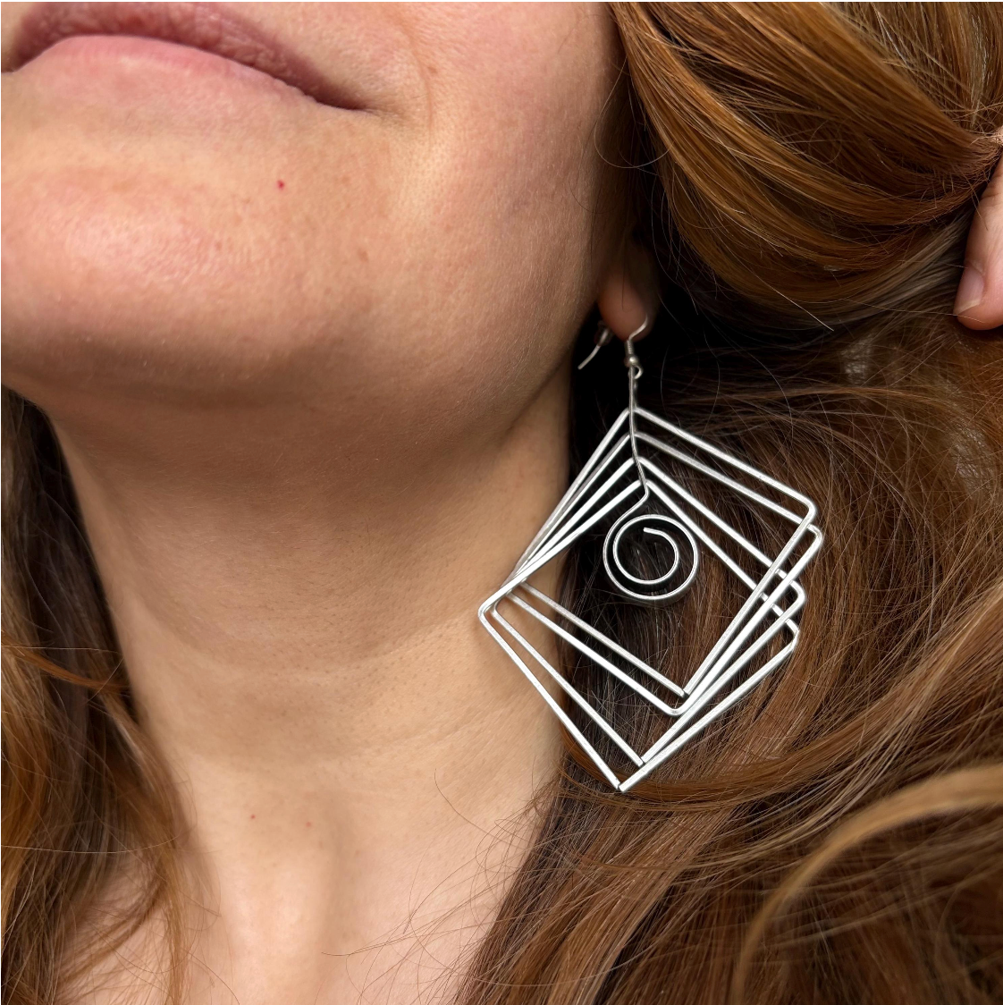 Brutalist Silver Plated Earrings, Geometric Dangle, Architectural Jewelry