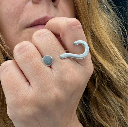 Silver Plated Question Mark Ring | Minimalist Statement Adjustable Jewelry, for Christmas Gift