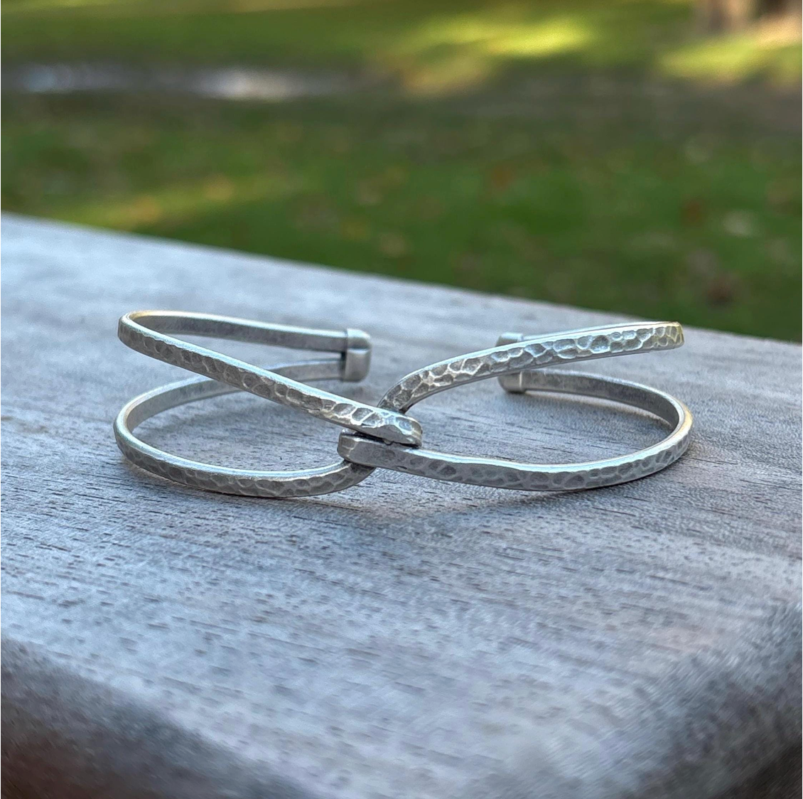 Adjustable Cuff Bangle: Antique Silver Finish, Floral Engraving, Brass
