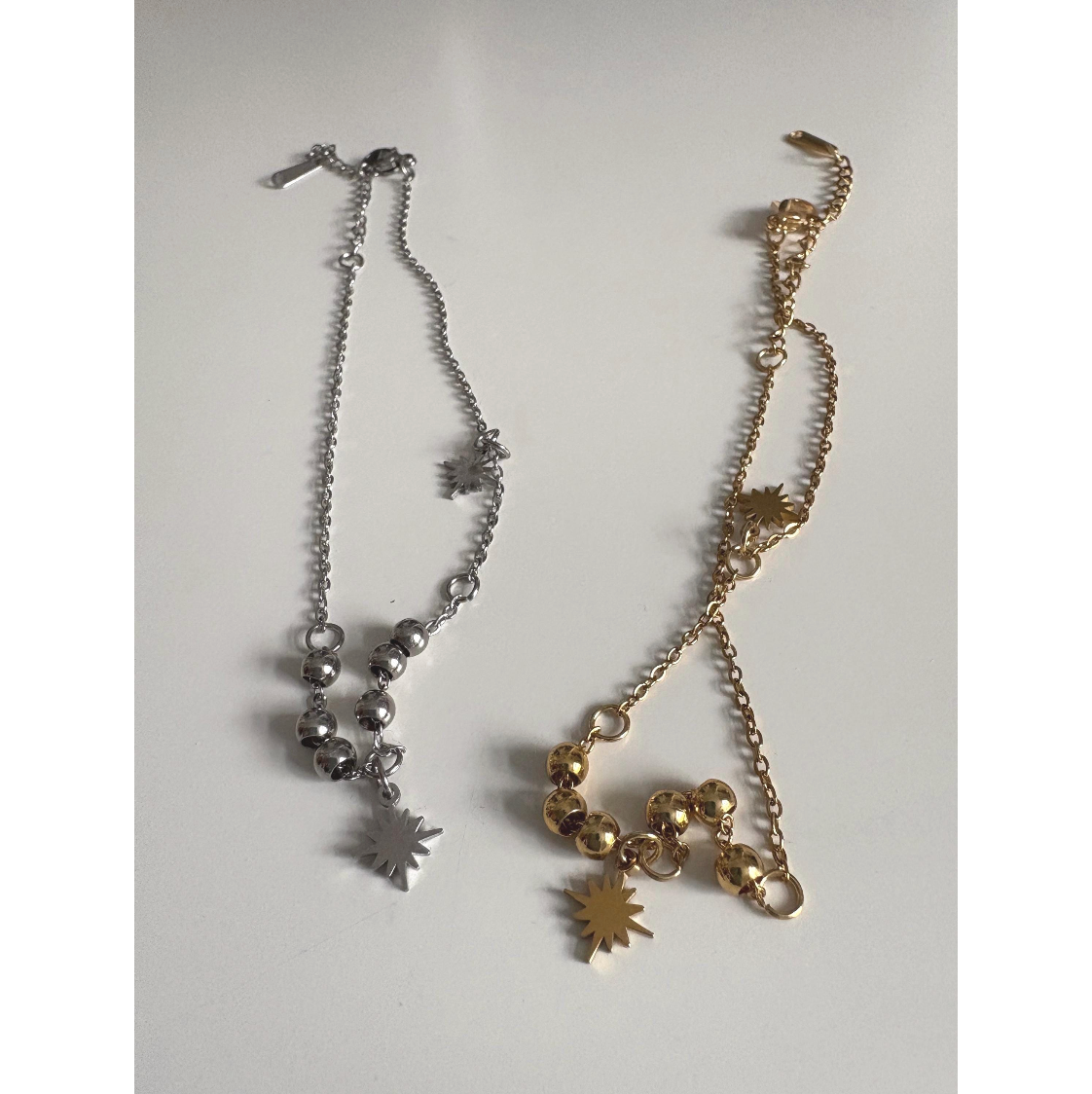 Gold Sun Charm Anklet: Beaded Stainless Steel Ankle Bracelet
