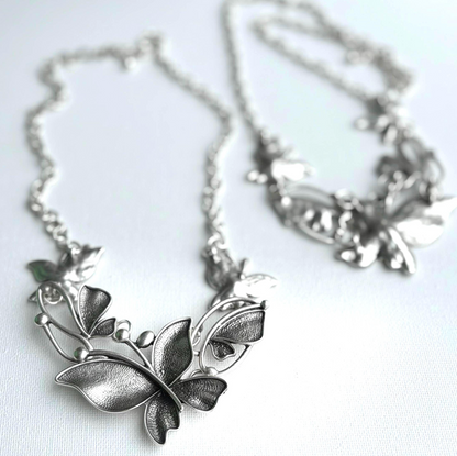 Silver Butterfly Necklace: Statement Jewellery, Nature Inspired, Schmetterling Collier, Papillon Bijou