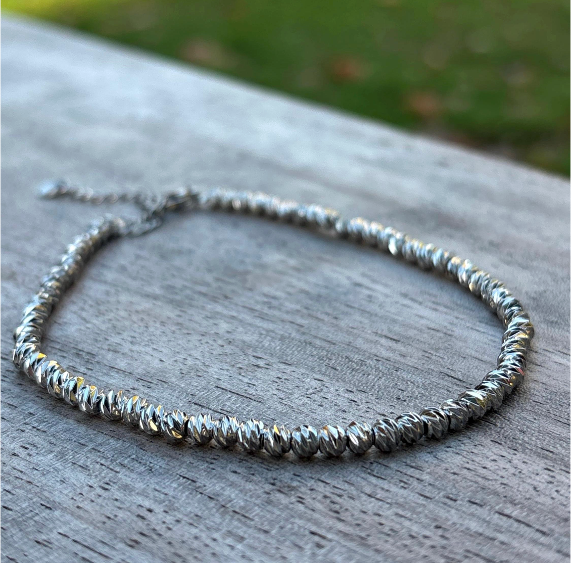 Stainless Steel Beaded Anklet | Silver Ankle Bracelet for Women, Minimalist Jewelry