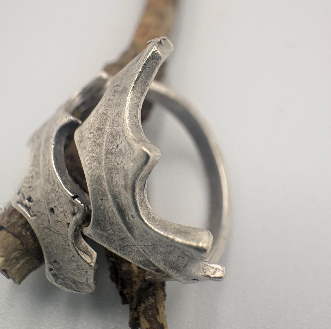 Antique Silver Gothic Armor Ring • Unisex Fantasy Jewelry