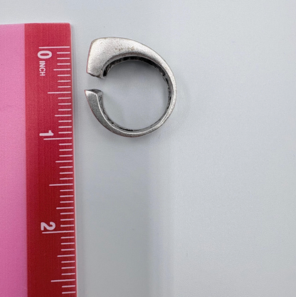 Adjustable Silver Statement Ring, Abstract Open Front Design