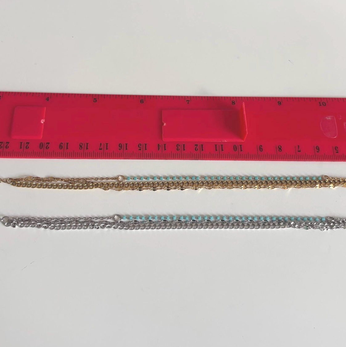 Layered Stainless Steel Anklet: Turquoise Beads, Adjustable Beach Jewelry