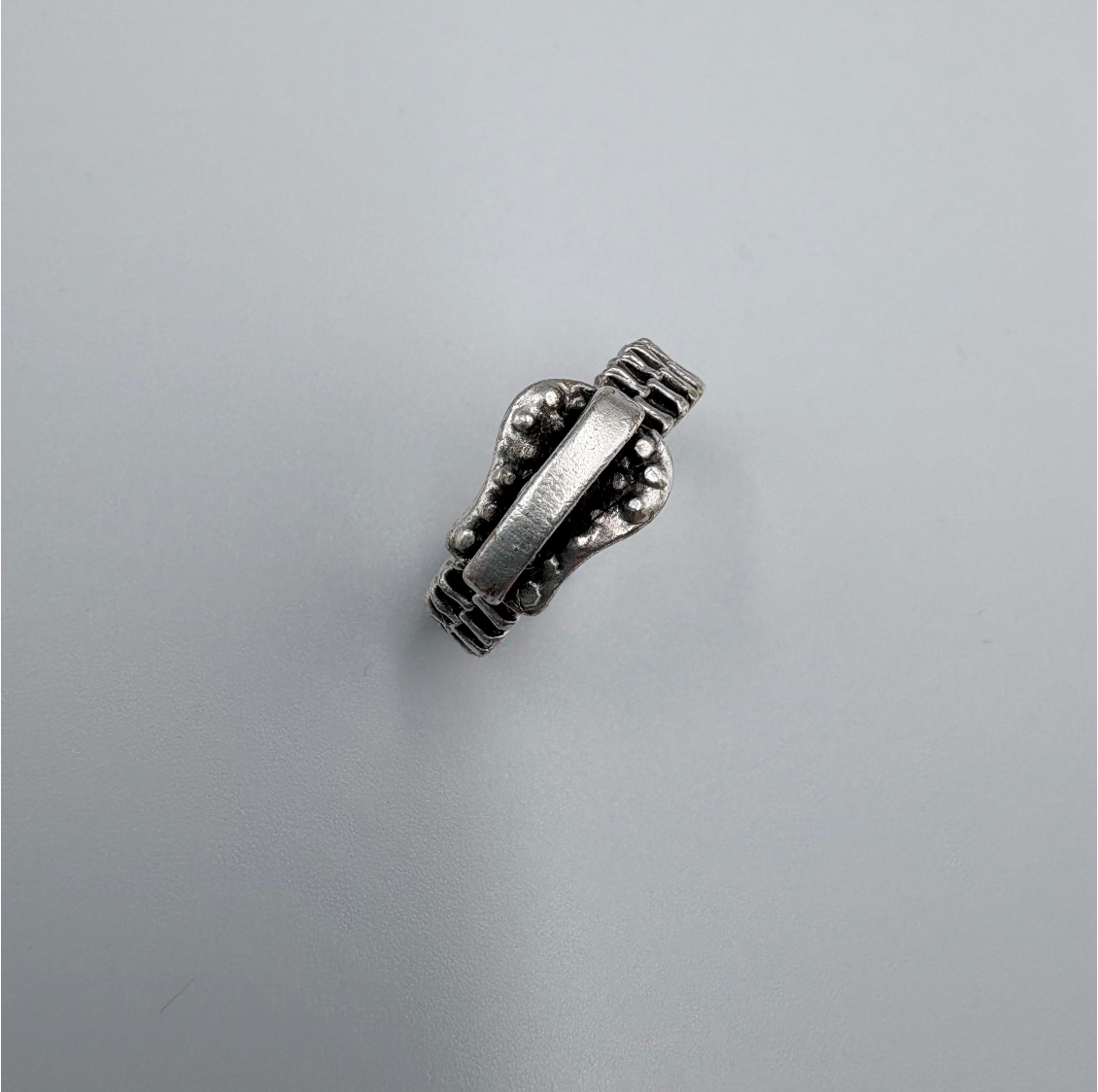 Antique Silver Zipper Ring • Industrial Steampunk Adjustable Band