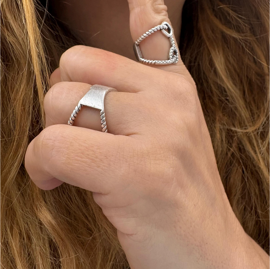 Adjustable Knotted Loop Ring — Brass Rope Open Band — Boho Artisan Vintage-Inspired Textured Statement Ring
