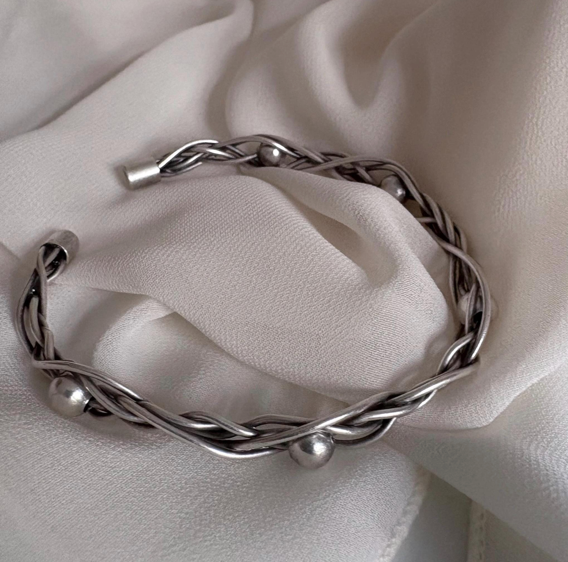Silver Viking Arm Cuff Vintage Bracelet: Norse Knot Braid Brass Bracelet