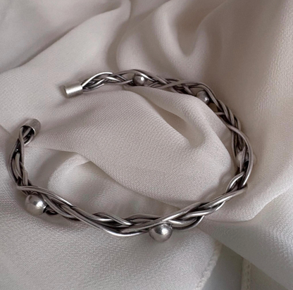Silver Viking Arm Cuff Vintage Bracelet: Norse Knot Braid Brass Bracelet