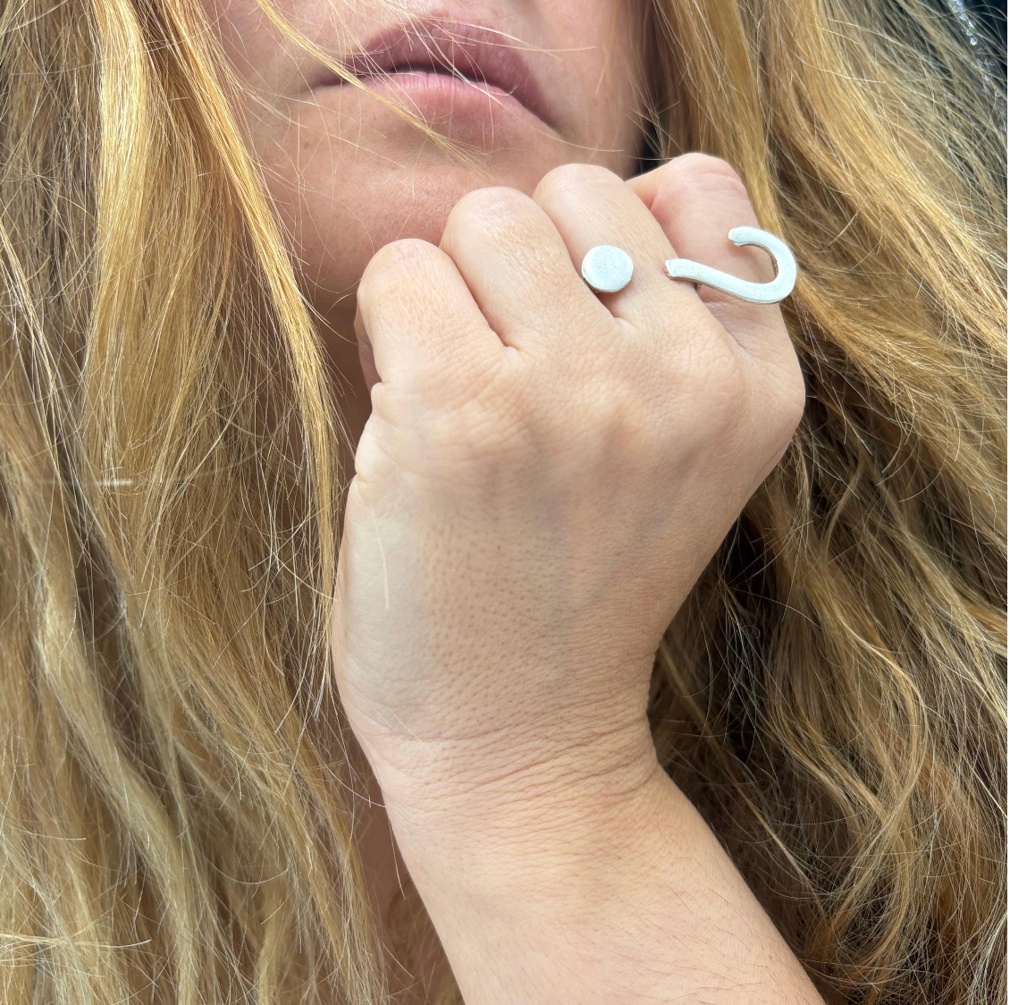 Silver Plated Question Mark Ring | Minimalist Statement Adjustable Jewelry, for Christmas Gift