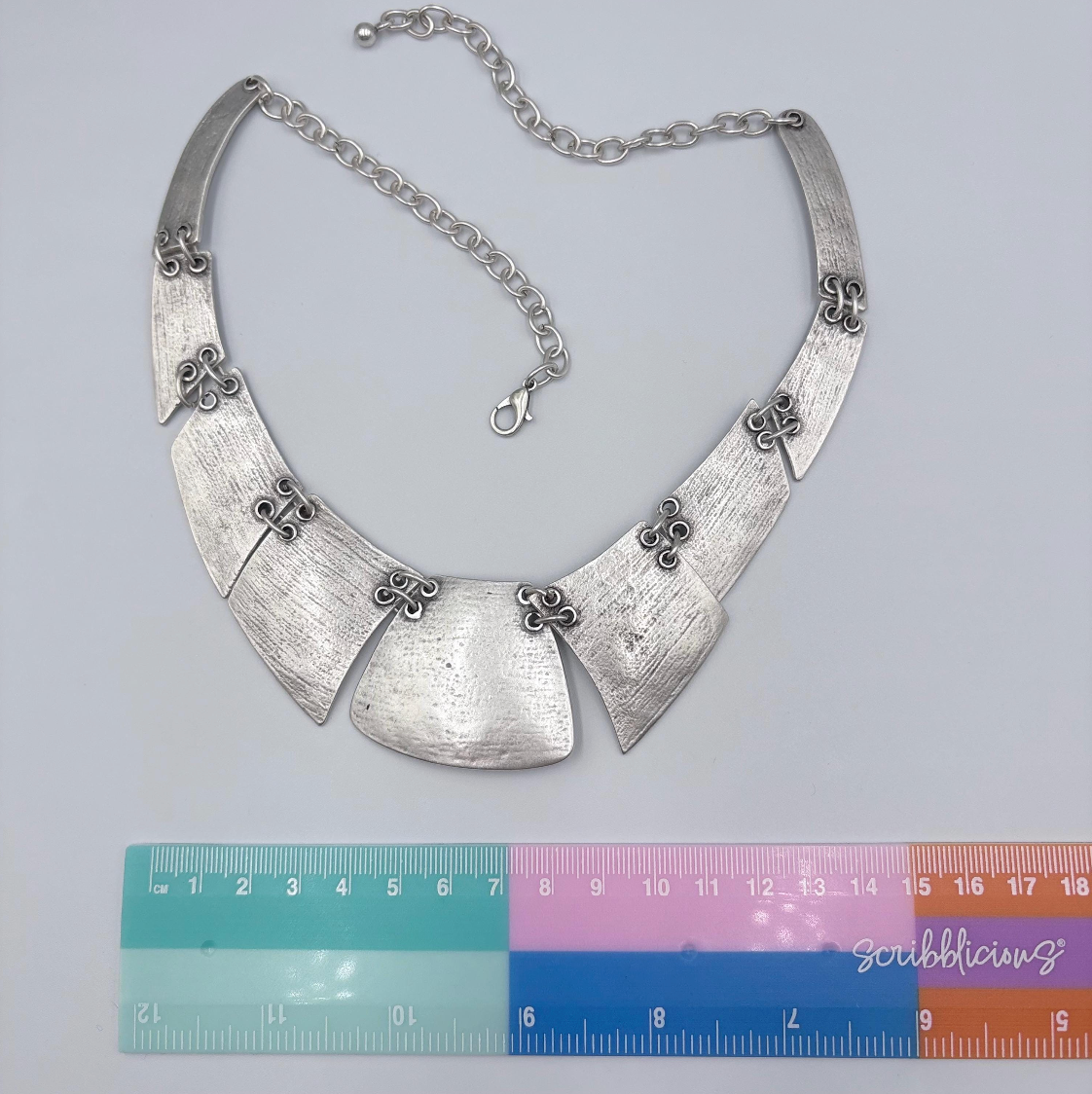 Boho Bib Necklace - Antique Silver Tone, Tribal Statement Jewelry