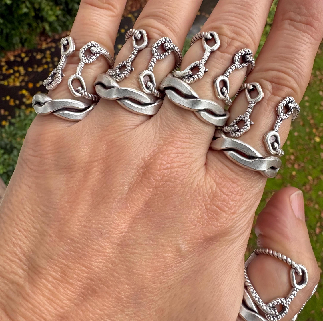 Adjustable Knotted Loop Ring — Brass Rope Open Band — Boho Artisan Vintage-Inspired Textured Statement Ring