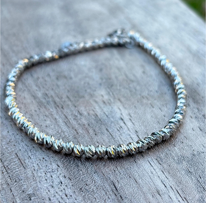 Stainless Steel Beaded Anklet | Silver Ankle Bracelet for Women, Minimalist Jewelry