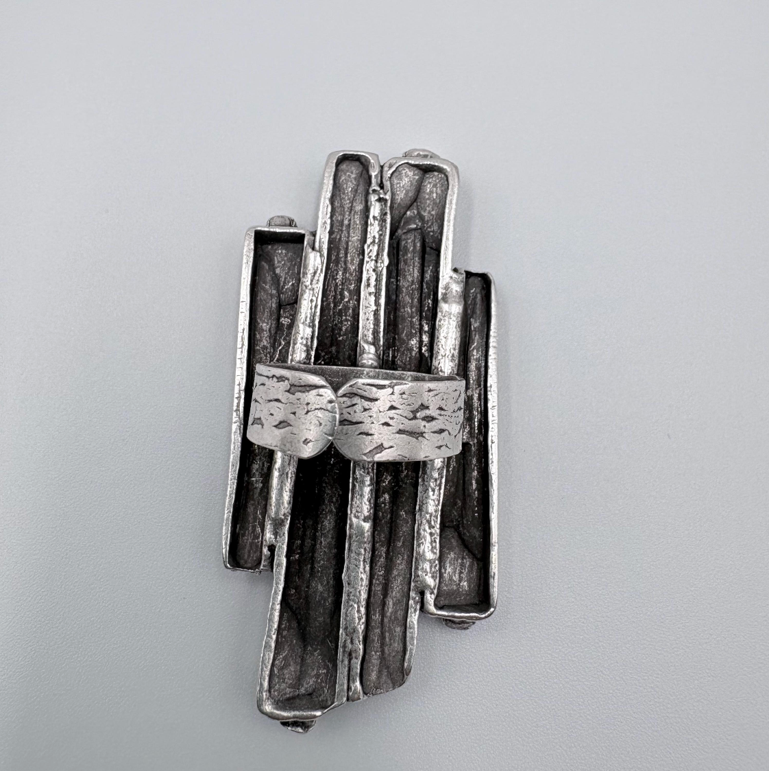 Adjustable Statement Ring | Silver Plated Brass, Geometric Jewelry