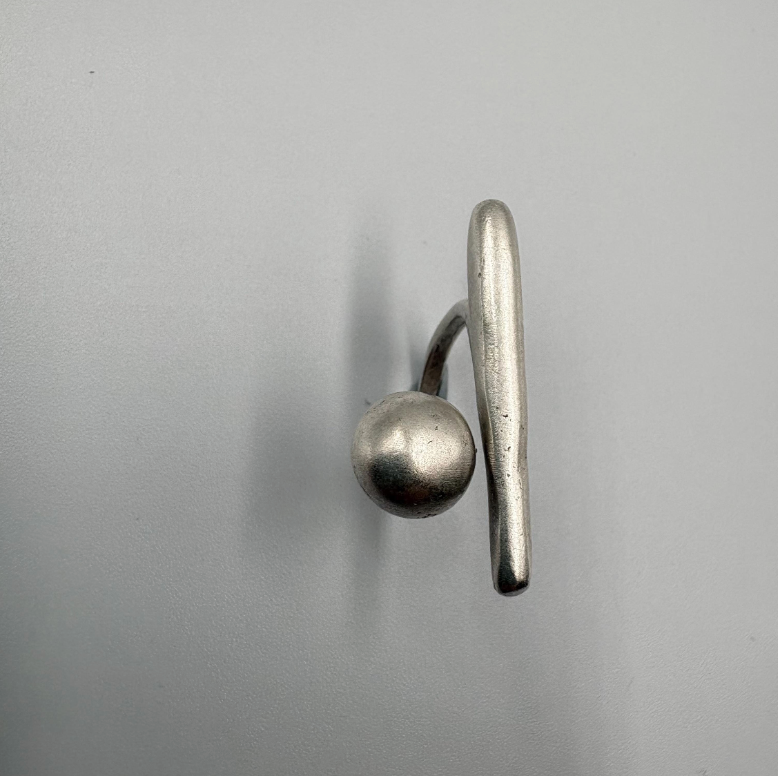 Handmade Brass Ring - Minimalist Geometric Bar and Sphere, Adjustable Size
