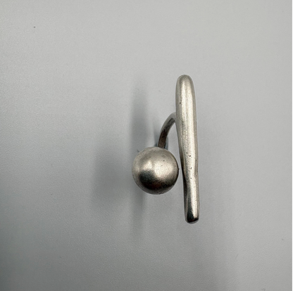 Handmade Brass Ring - Minimalist Geometric Bar and Sphere, Adjustable Size