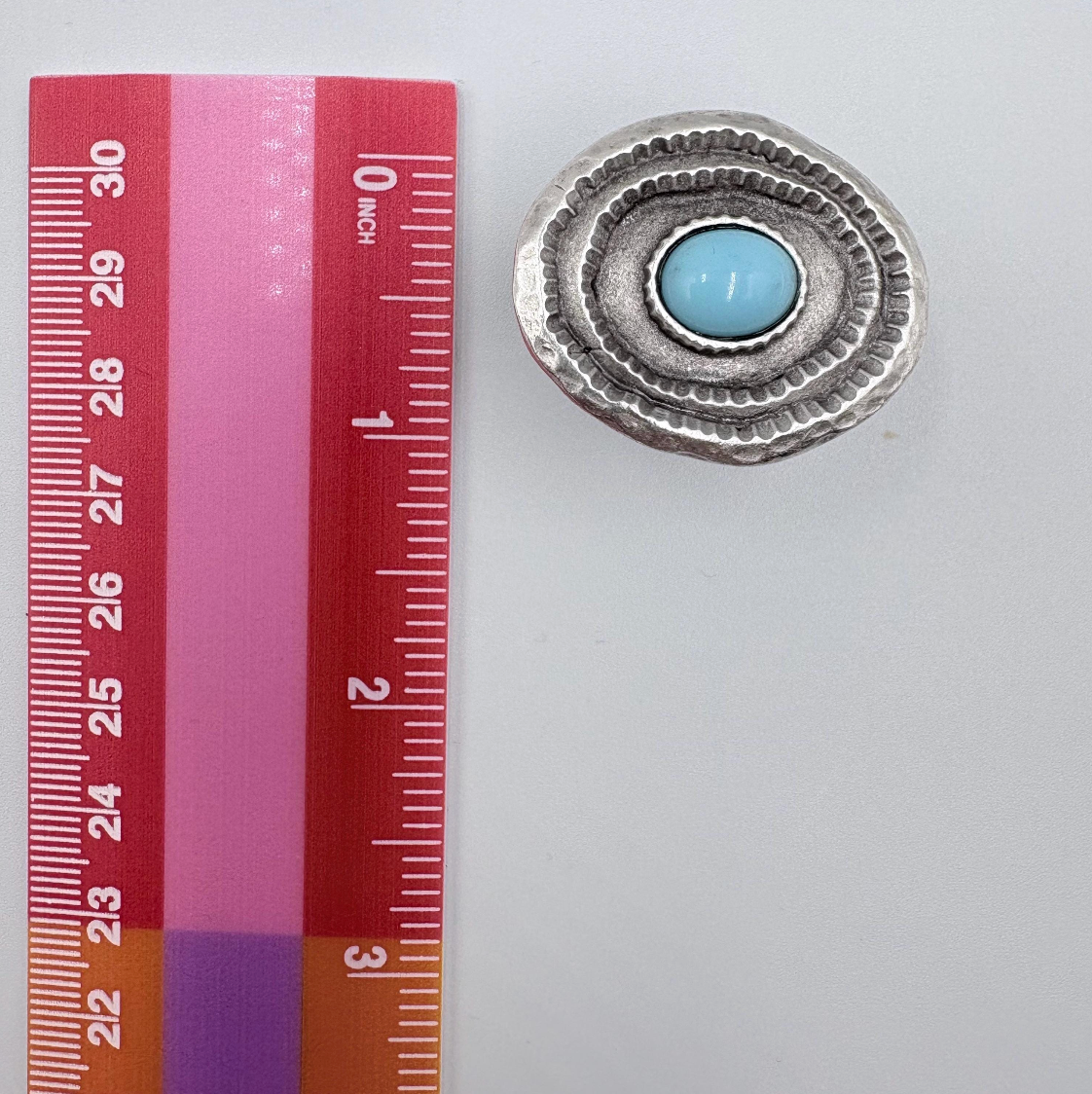 Turquoise Statement Ring, Silver Plated Brass, Adjustable Boho Jewelry