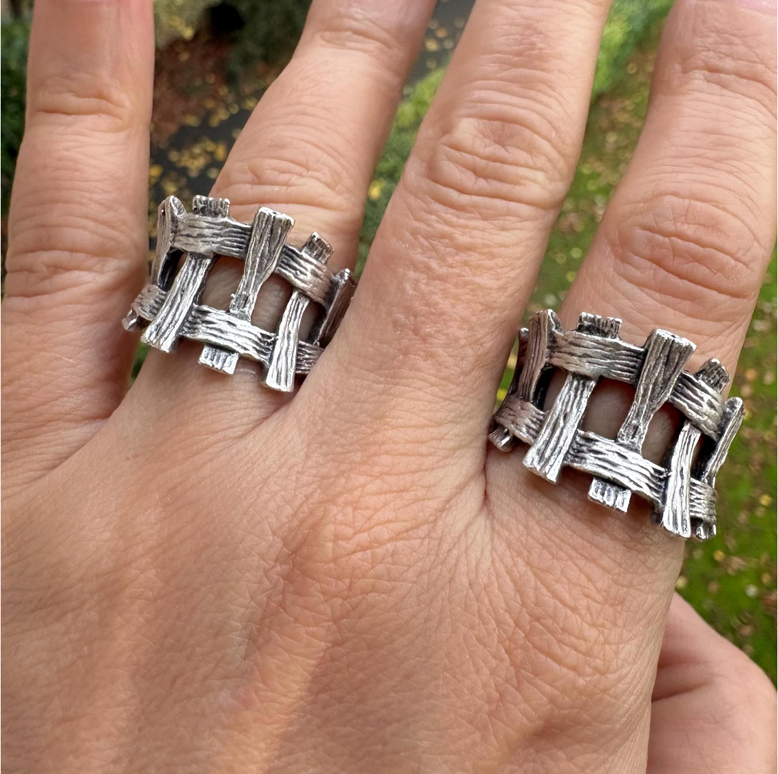 Brutalist Silver Plated Statement Ring • Adjustable Organic Jewelry