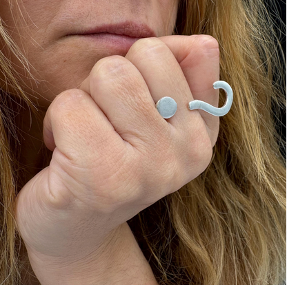 Silver Plated Question Mark Ring | Minimalist Statement Adjustable Jewelry, for Christmas Gift