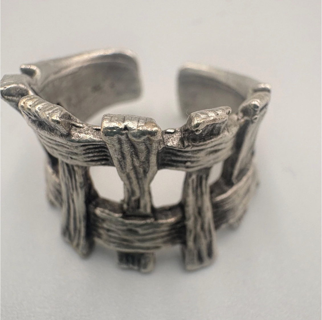 Brutalist Silver Plated Statement Ring • Adjustable Organic Jewelry
