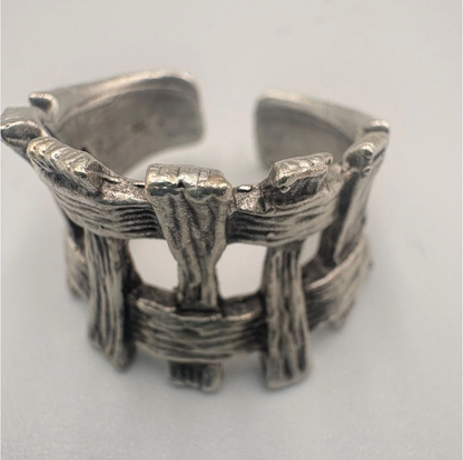 Brutalist Silver Plated Statement Ring • Adjustable Organic Jewelry