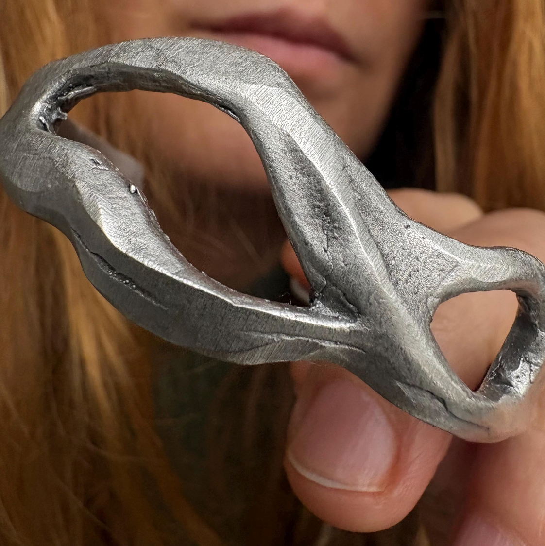 Silver Plated Wave Cuff Bracelet – Sculptural Boho Bangle - Unique Hand-Finished Design