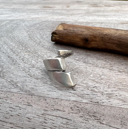 Adjustable Silver Plated Brass Ring, Bold Geometric Jewelry