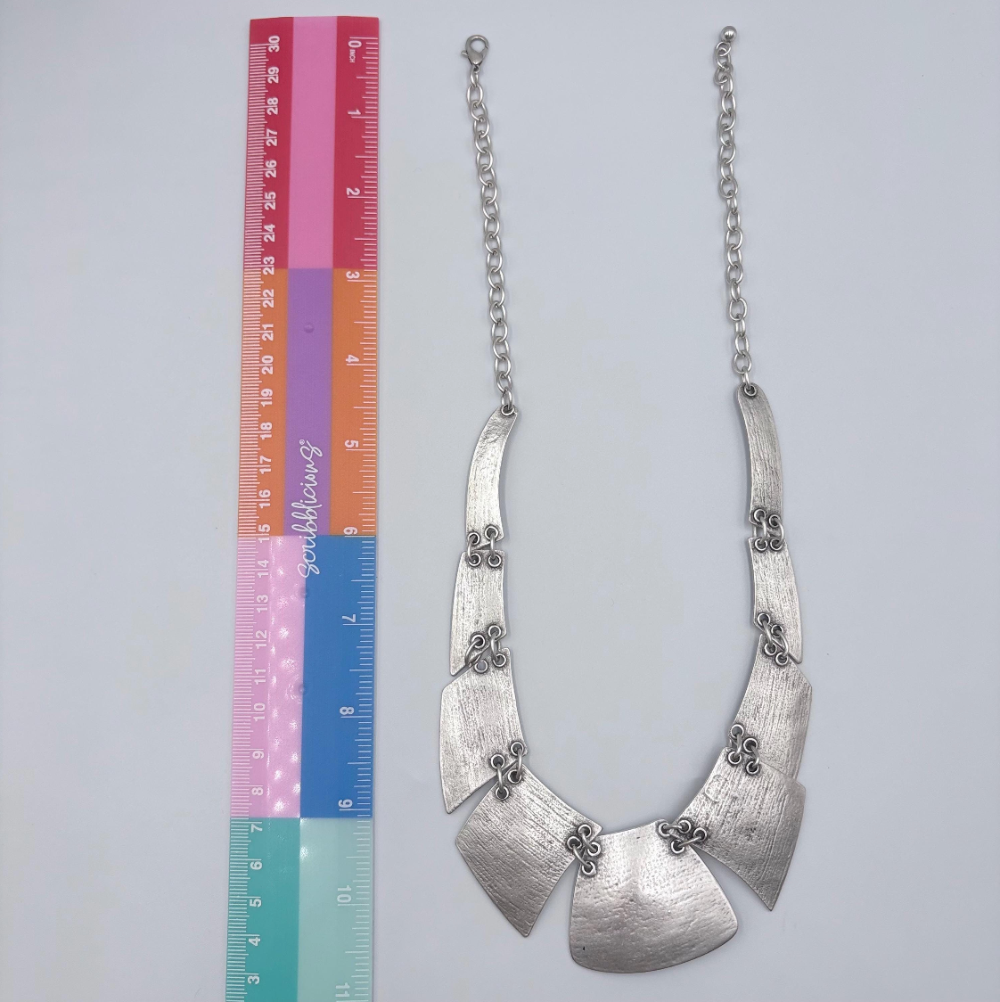 Boho Bib Necklace - Antique Silver Tone, Tribal Statement Jewelry