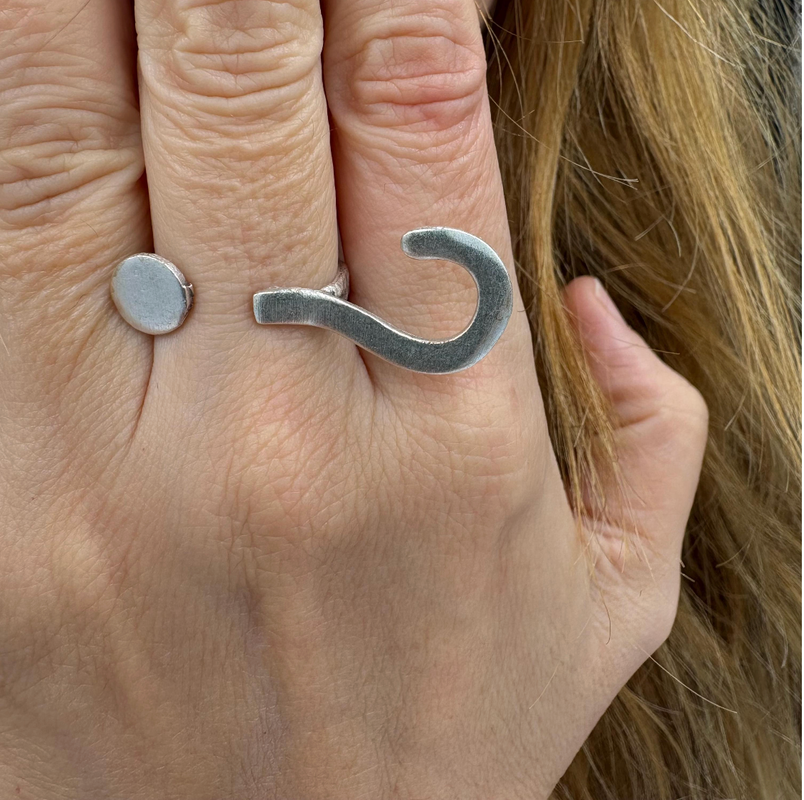 Silver Plated Question Mark Ring | Minimalist Statement Adjustable Jewelry, for Christmas Gift