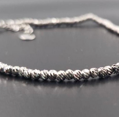 Stainless Steel Beaded Anklet | Silver Ankle Bracelet for Women, Minimalist Jewelry