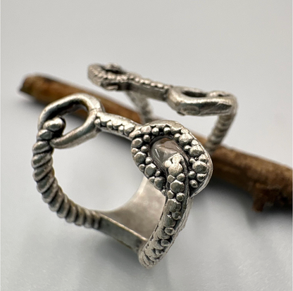 Adjustable Knotted Loop Ring — Brass Rope Open Band — Boho Artisan Vintage-Inspired Textured Statement Ring