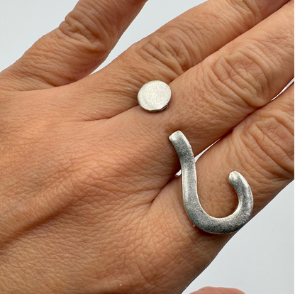 Silver Plated Question Mark Ring | Minimalist Statement Adjustable Jewelry, for Christmas Gift