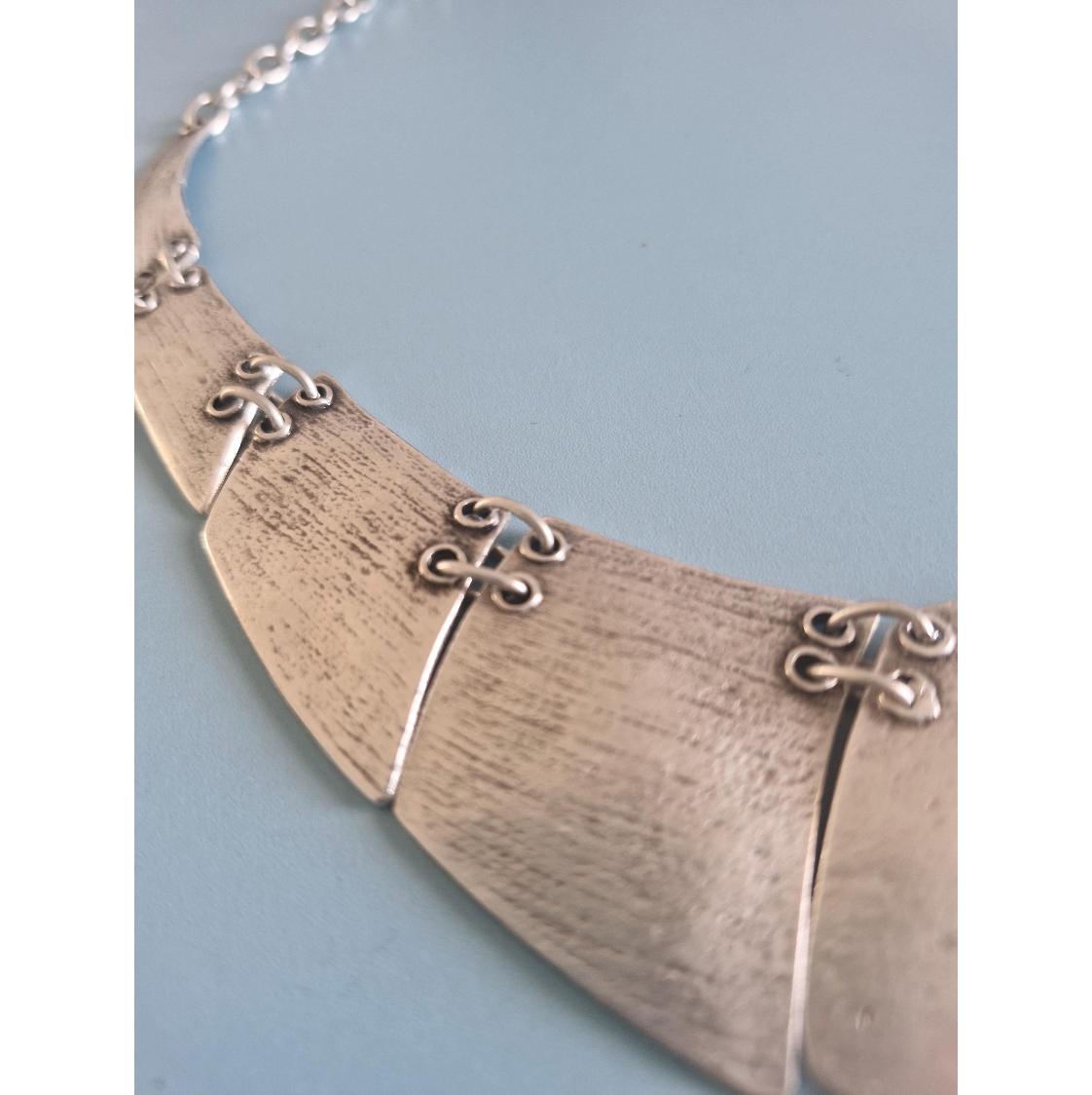 Boho Bib Necklace - Antique Silver Tone, Tribal Statement Jewelry