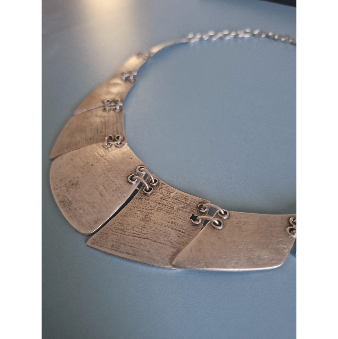 Boho Bib Necklace - Antique Silver Tone, Tribal Statement Jewelry