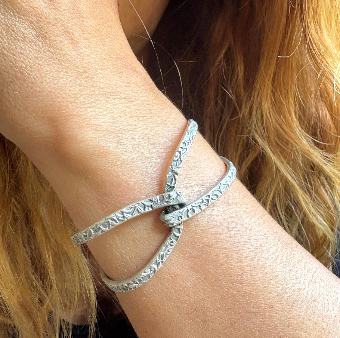 Adjustable Cuff Bangle: Antique Silver Finish, Floral Engraving, Brass