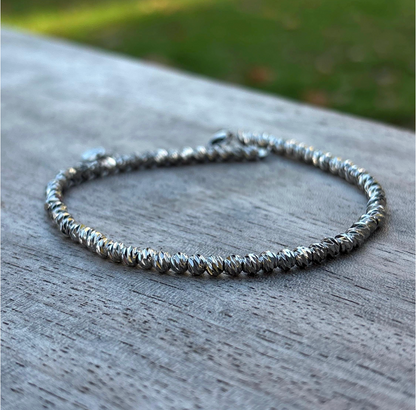 Stainless Steel Beaded Anklet | Silver Ankle Bracelet for Women, Minimalist Jewelry