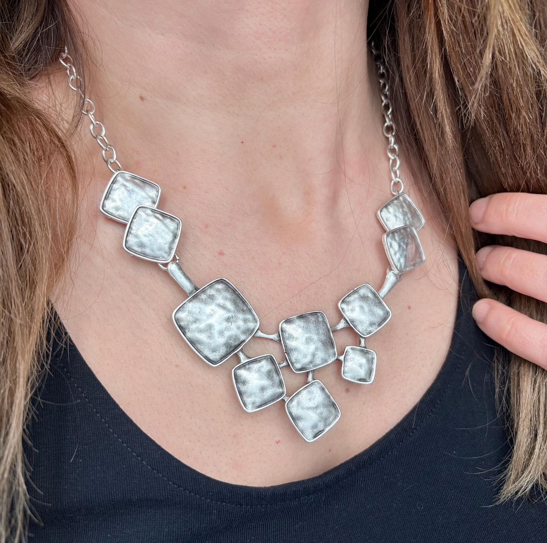 Chunky Vintage Style Necklace, Geometric Statement Jewelry, Gift for her