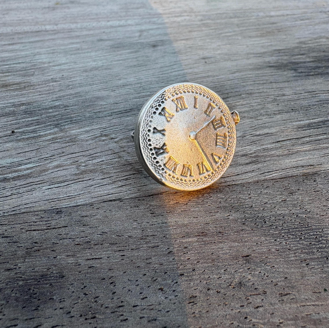 Roman Numeral Clock Face Ring | Adjustable Brass Ring | Vintage Boho Minimalist Jewelry for Women
