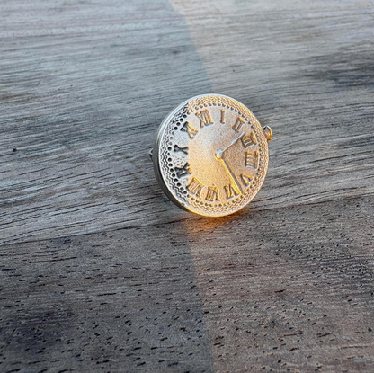 Roman Numeral Clock Face Ring | Adjustable Brass Ring | Vintage Boho Minimalist Jewelry for Women