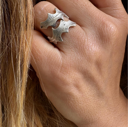 Antique Silver Gothic Armor Ring • Unisex Fantasy Jewelry