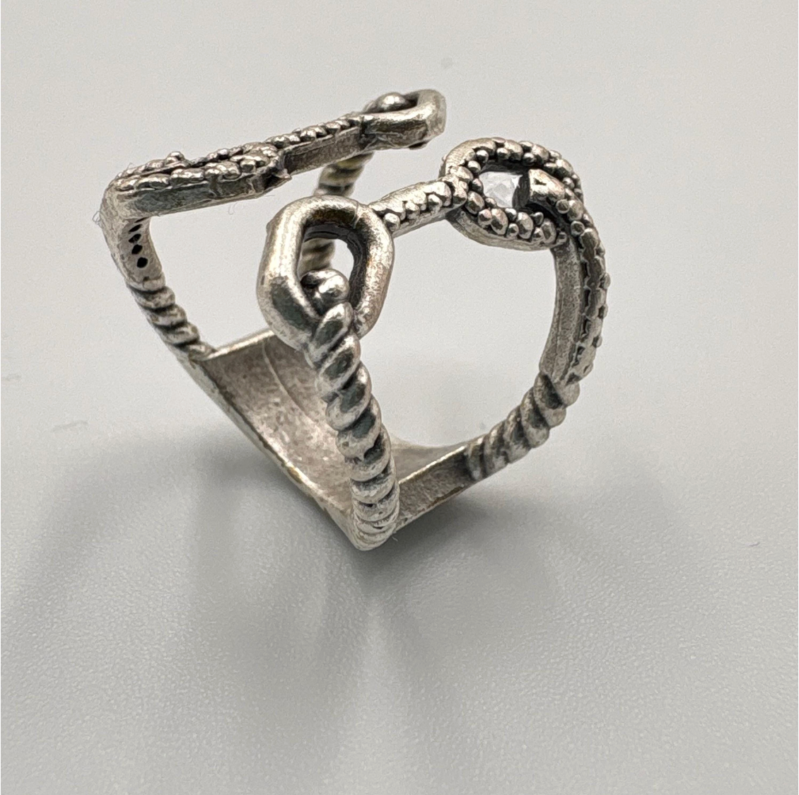 Adjustable Knotted Loop Ring — Brass Rope Open Band — Boho Artisan Vintage-Inspired Textured Statement Ring