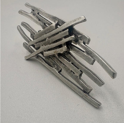 Sculptural Silver Plated Brass Ring • Modern Abstract Statement Jewelry