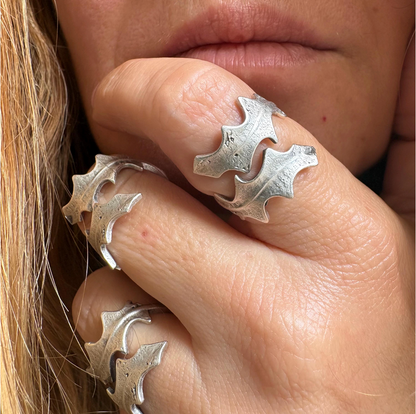 Antique Silver Gothic Armor Ring • Unisex Fantasy Jewelry