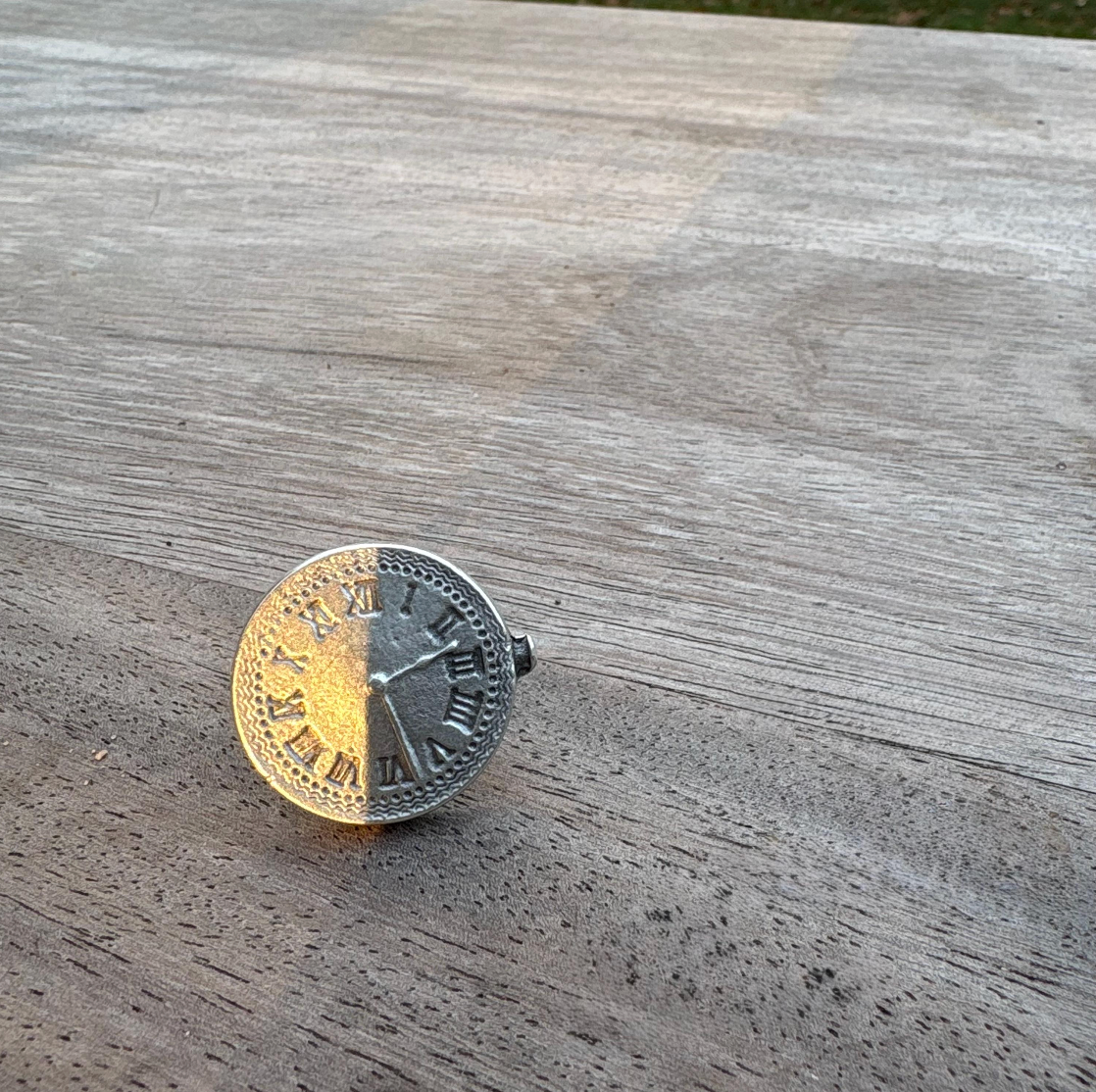 Roman Numeral Clock Face Ring | Adjustable Brass Ring | Vintage Boho Minimalist Jewelry for Women