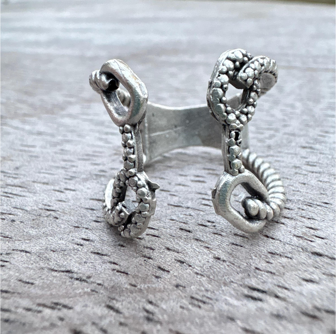 Adjustable Knotted Loop Ring — Brass Rope Open Band — Boho Artisan Vintage-Inspired Textured Statement Ring