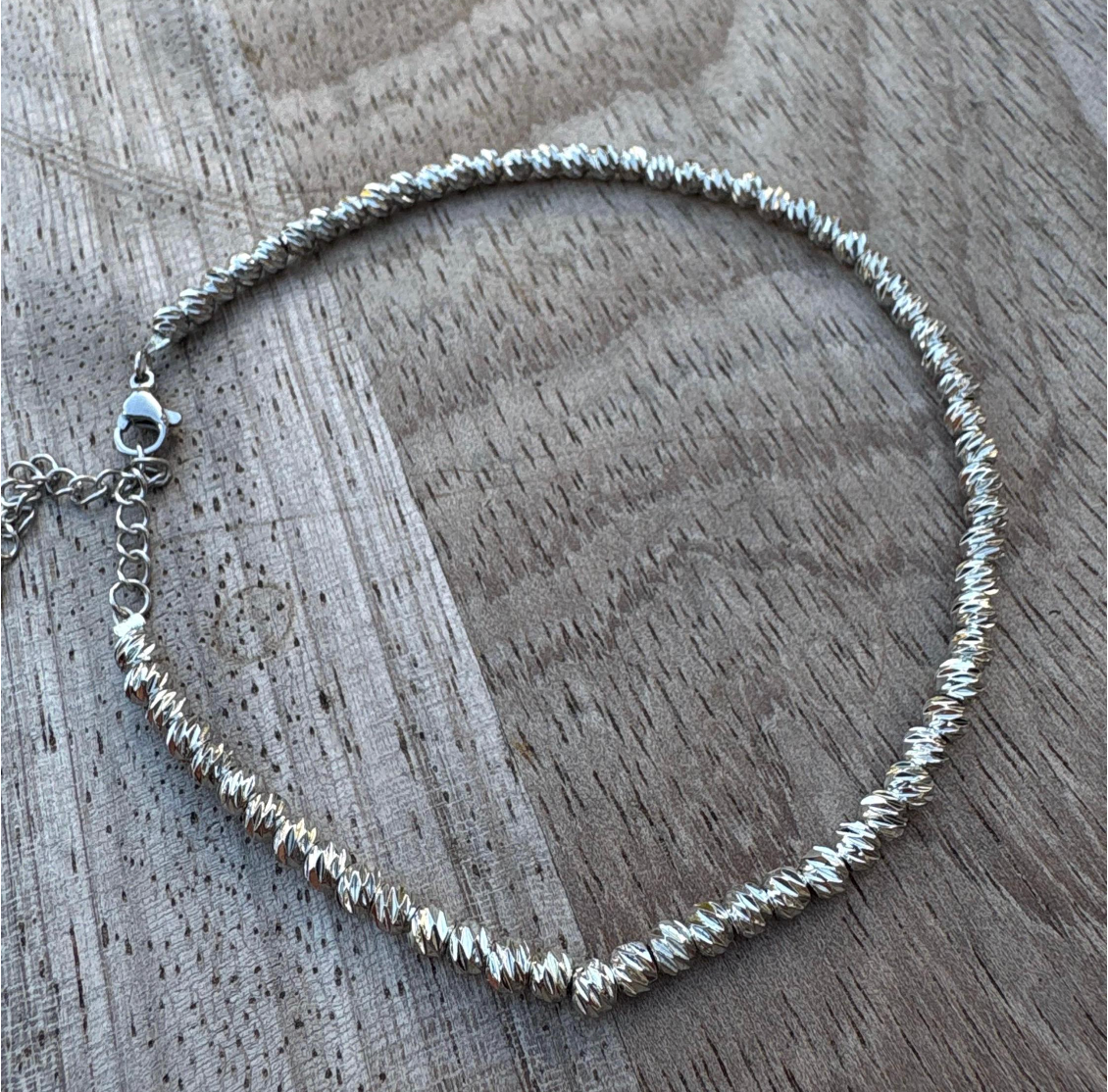 Stainless Steel Beaded Anklet | Silver Ankle Bracelet for Women, Minimalist Jewelry